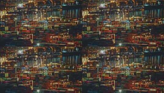 盐田港夜景港口货运码头贸易物流C0099高清在线视频素材下载