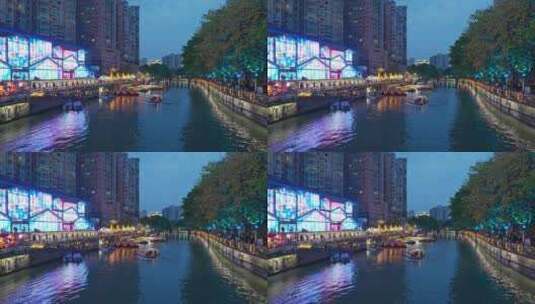 成都东门码头夜游锦江游船河流夜景高清在线视频素材下载