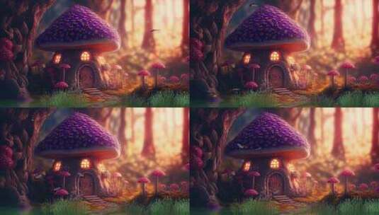 童话蘑菇屋，梦幻空间高清在线视频素材下载