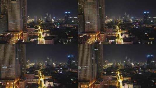 中国天津城市夜景灯光航拍高清在线视频素材下载