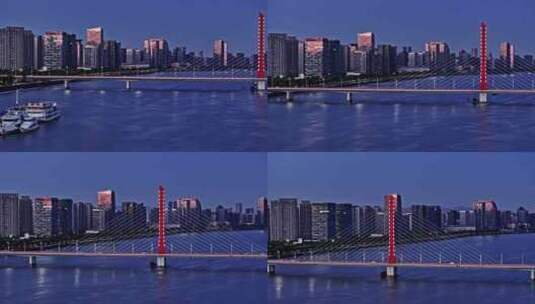 2024杭州滨江区日出航拍高清在线视频素材下载