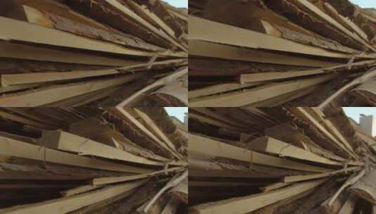 开阔天空下的巨大木材仓库高清在线视频素材下载