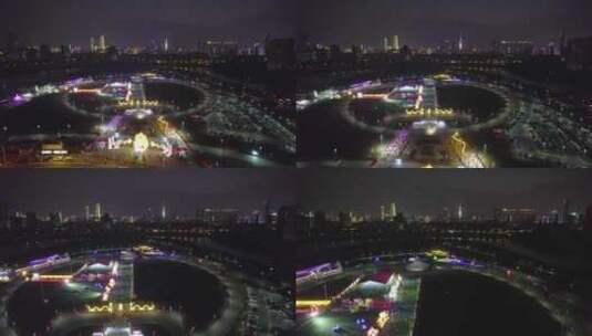 湖南省长沙市马栏山鸭嘴公园夜景航拍4k高清在线视频素材下载