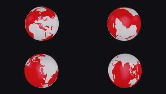 3D地球仪无缝旋转红色高清在线视频素材下载