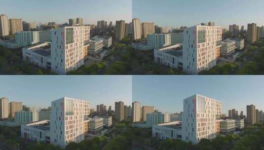上海嘉定新城嘉定区工人文化宫航拍高清在线视频素材下载