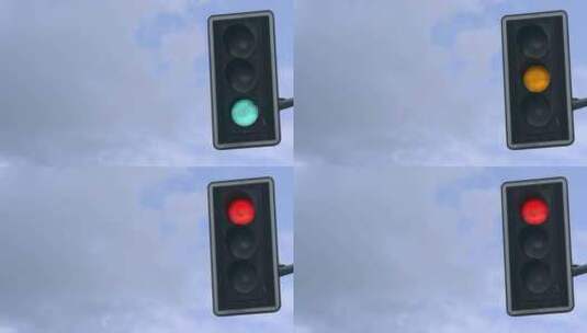 交通灯将信号灯从绿色变为红色高清在线视频素材下载