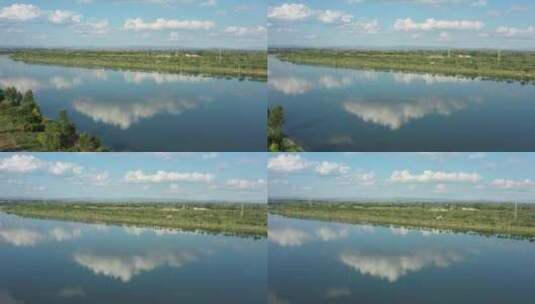 内蒙古呼和浩特赛罕区大黑河倒影美景高清在线视频素材下载