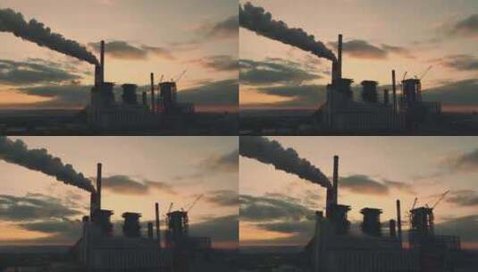 工厂，烟囱，污染，天空高清在线视频素材下载