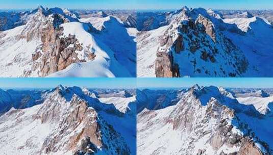 航拍川西高原达古冰川冬日风景壮丽雪山高清在线视频素材下载