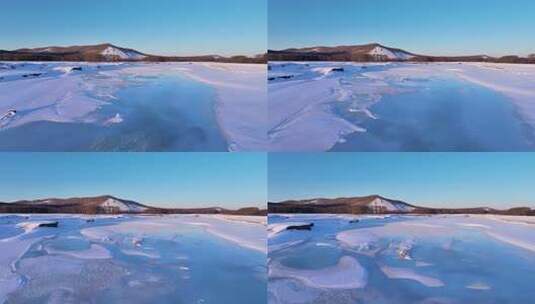 开阔雪地上有人在活动的景象高清在线视频素材下载