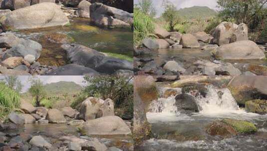 山间溪流与巨石风景高清在线视频素材下载