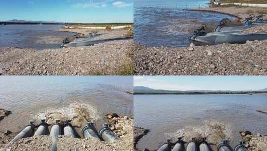 排水到河道的排污管道高清在线视频素材下载