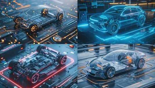 新能源汽车蓝图：节能环保低碳的纯电动汽车高清在线视频素材下载