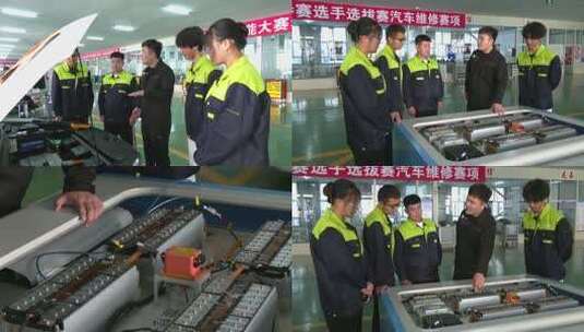 新能源修理专业汽车工程系汽修实训课高清在线视频素材下载