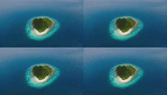 海岛心形岛屿清澈海水航拍浪漫自然风光高清在线视频素材下载