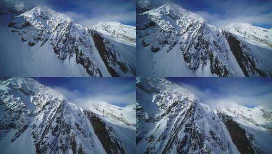 西藏派墨公路雪山山峦道路航拍709高清在线视频素材下载