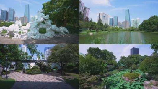 武汉江岸解放公园风光4K视频合集高清在线视频素材下载