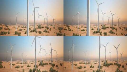 沙漠风力发电动画展示高清在线视频素材下载