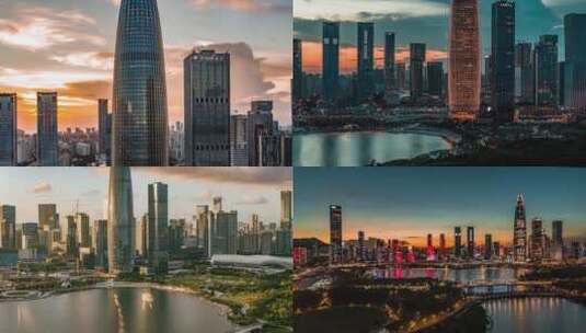 4K深圳南山宣传片风光夜景航拍高清在线视频素材下载