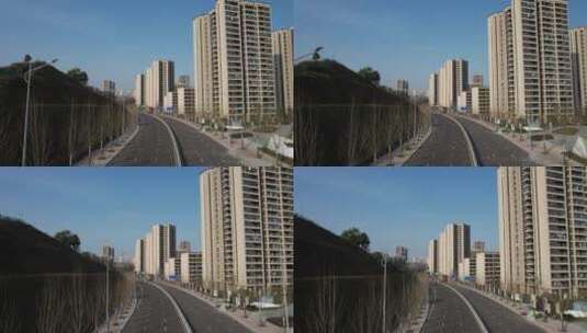 航拍城市街道建筑高清在线视频素材下载