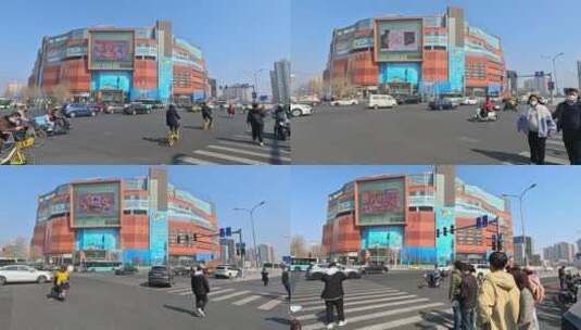 北京朝阳大悦城前十字路口延时摄影高清在线视频素材下载