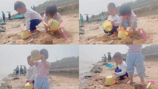 玩泥沙的孩子高清在线视频素材下载
