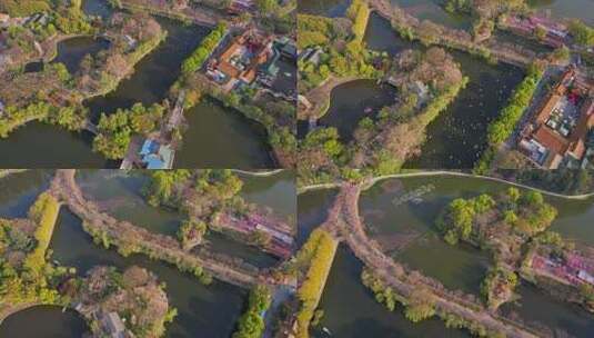 昆明航拍翠湖公园景观高清在线视频素材下载