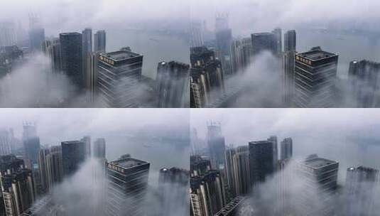 武汉平流雾航拍4k高清在线视频素材下载