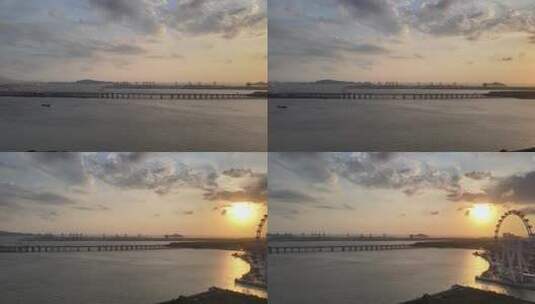 4K深圳前海沿江高速 湾区之光摩天轮高清在线视频素材下载