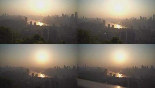 重庆渝中区日落夕阳拍摄视频长江黄昏素材高清在线视频素材下载