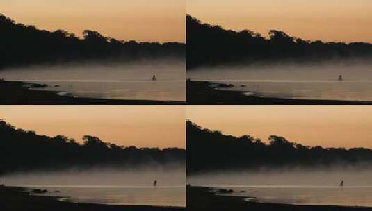 清晨湖面云雾高清在线视频素材下载