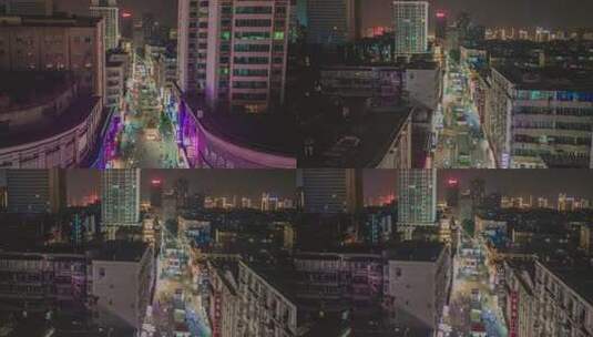 航拍南昌胜利路步行街夜景延时高清在线视频素材下载