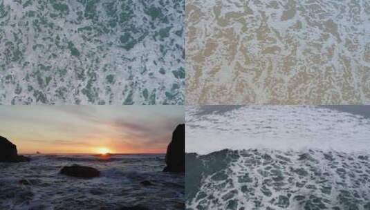 航拍海浪翻滚大海日出海洋波浪高清在线视频素材下载