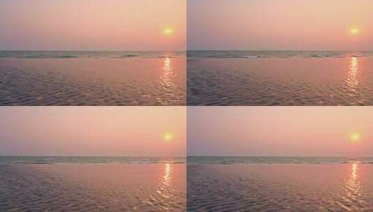 海滩落日夕阳海浪升格慢镜头高清在线视频素材下载
