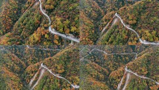 湖北神农架景区内的山路航拍高清在线视频素材下载