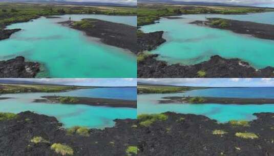 无人机拍摄了夏威夷大岛上的盐和淡水基霍洛湾。高清在线视频素材下载