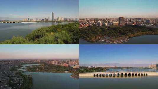银川宣传片塞上江南湖城市航拍地标志建筑高清在线视频素材下载