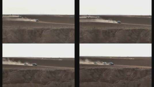 高清航拍高原大风沙漠车行驶在路上高清在线视频素材下载