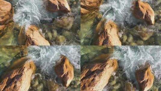 野山河流经石巨石水清溪河高清在线视频素材下载