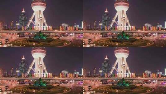 上海夜景车流高清在线视频素材下载