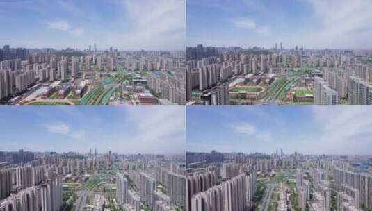 4k航拍山东济南城市建筑群高清在线视频素材下载