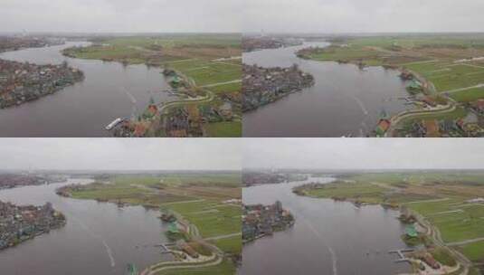 天线：Zaanse Schans村，荷兰高清在线视频素材下载
