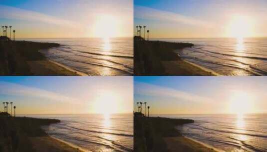 加州圣地亚哥日落悬崖的黄金小时海岸日落高清在线视频素材下载