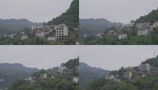 湖北宜昌三峡江边房屋风景高清在线视频素材下载