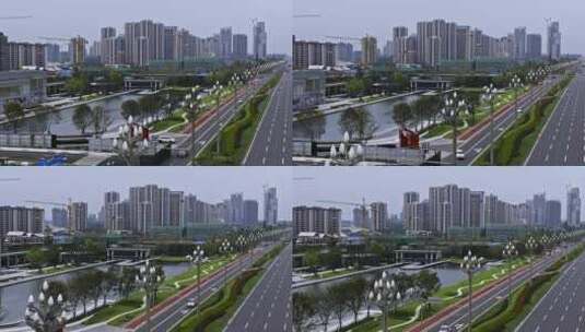 四川天府新区天府大道汽车行驶公路城市建设高清在线视频素材下载