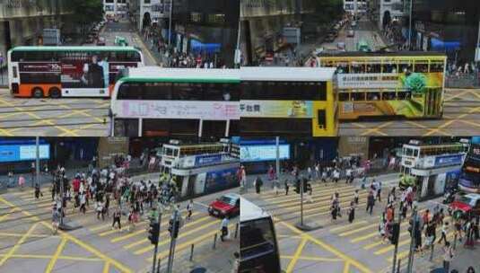 香港街头车流人流高清在线视频素材下载