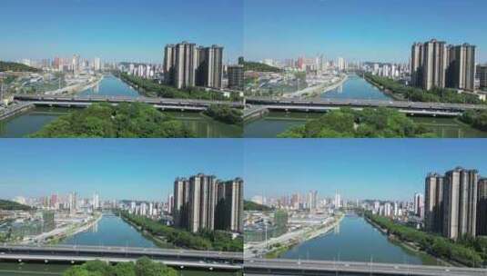航拍江西宜春大桥高清在线视频素材下载
