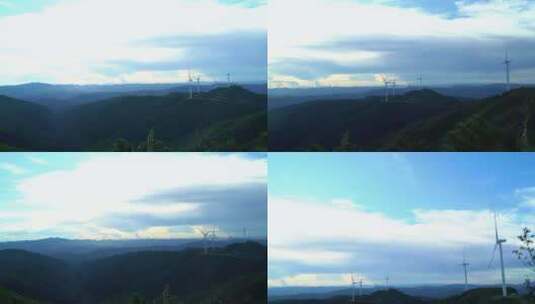 大风车风力发电地面远景3个镜头4K高清在线视频素材下载