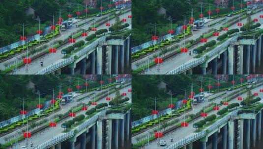 重庆城市红旗街景高清在线视频素材下载