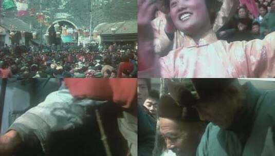 80年代春节赶集热闹高清在线视频素材下载